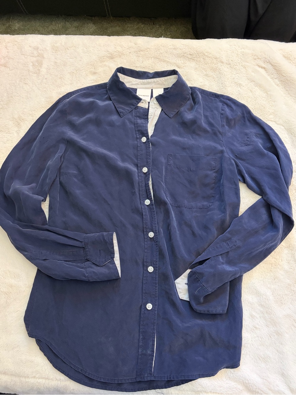 Isaac Mizrahi Deep Blue Long-Sleeve Button-Down Shirt